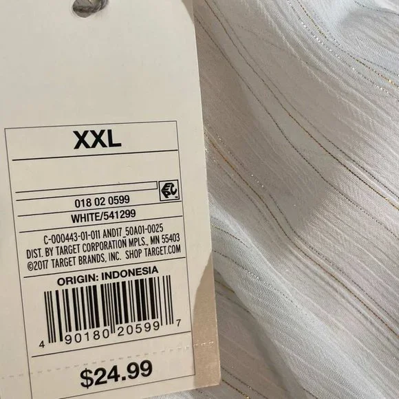 A New Day Womens Metallic Striped Puff Ruffled Sleeve Top XX LARGE (909) - Picture 4 of 5